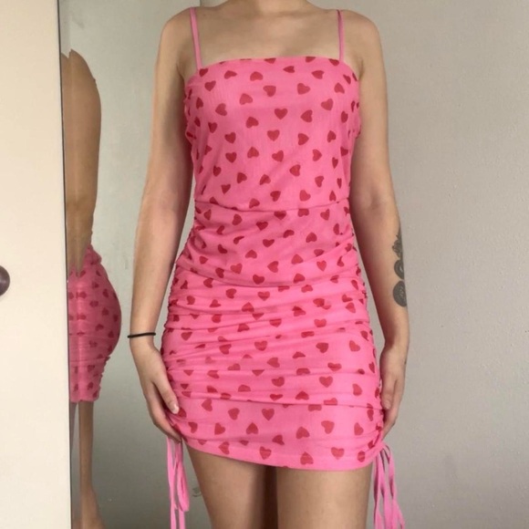 SHEIN Dresses & Skirts - Pink Heart Patterned Dress